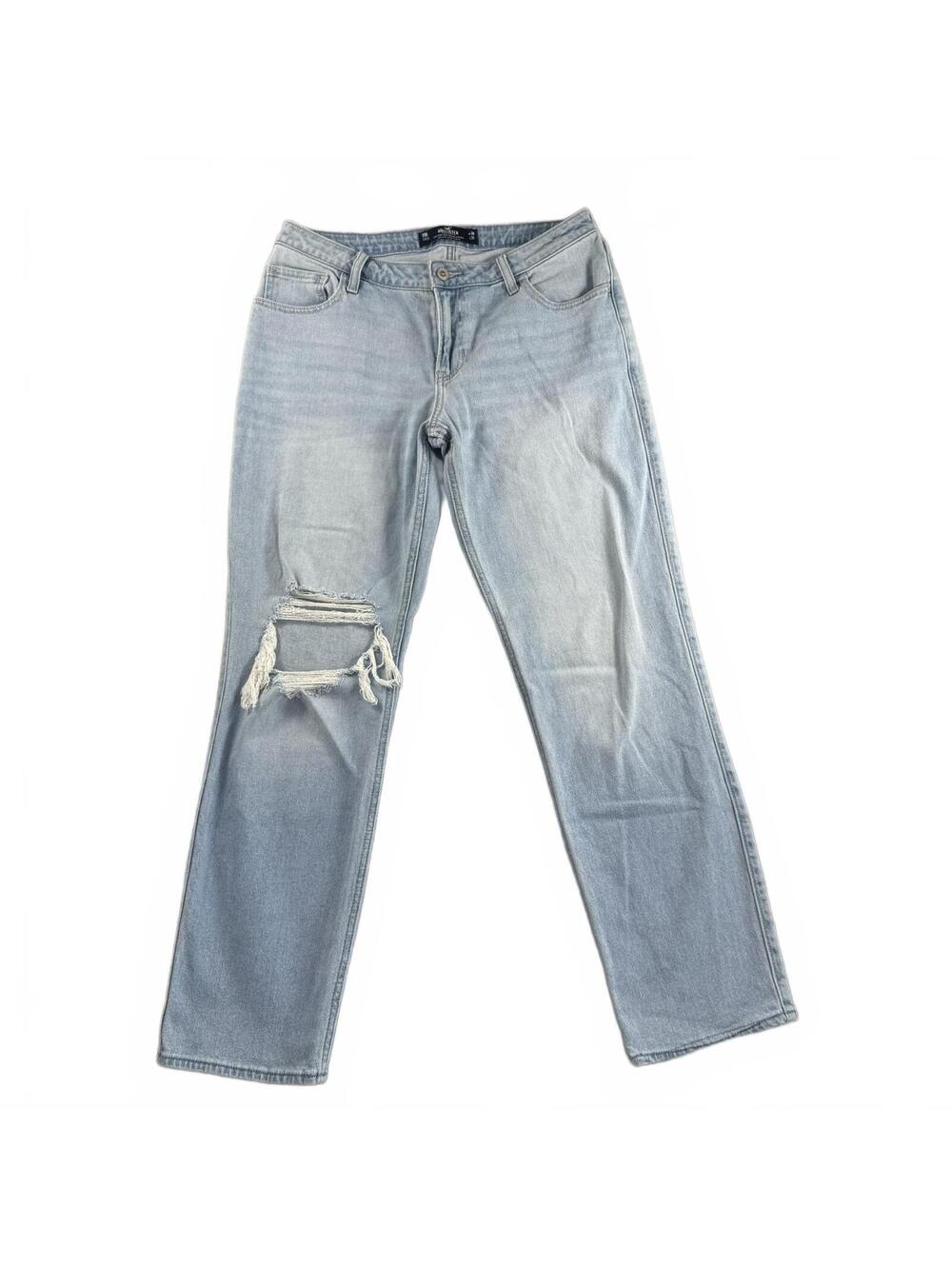Hollister Low Rise 90s Vintage Straight Jeans Womens 11R Light Wash Distressed